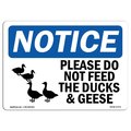 Signmission OSHA Sign, 10" H, Rigid Plastic, Please Do Not Feed Ducks And Geese Sign With Symbol, Landscape OS-NS-P-1014-L-17379